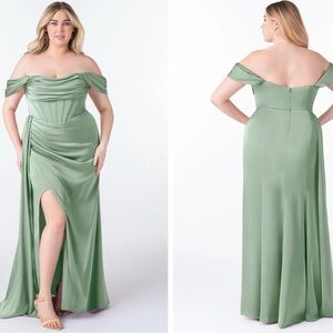 Elegant Off-Shoulder Green Dress